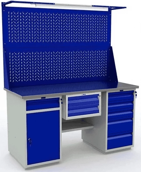 Верстак с экраном и освещением производственный WT160.WD2/WD5.121