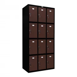 Шкаф металлический для сумок черный с коричневым