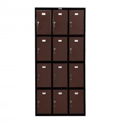 Шкаф металлический для сумок черный с коричневым