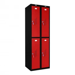 Шкаф металлический четырехдверный черный с красным