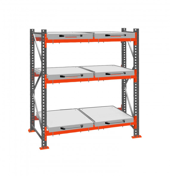 Стеллаж с выкатными платформами ДиКом 2500х1800х1000 на 3 яруса П-90