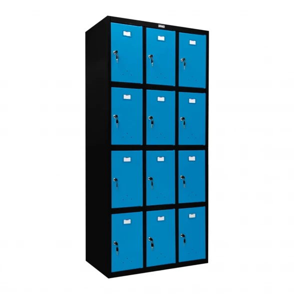 Шкаф металлический для сумок черный с голубым