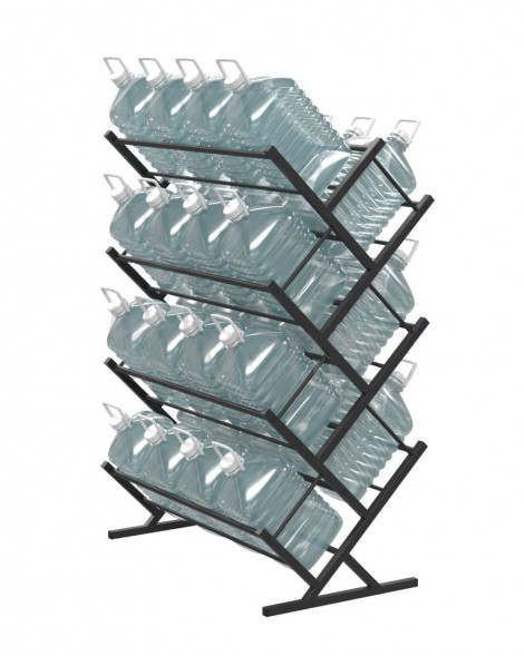 Двусторонний стеллаж для воды Стилс-28 на 28 бутылей 5/6 л, черный