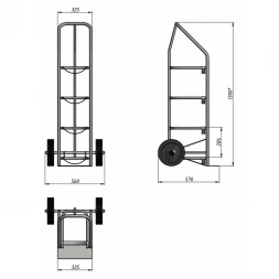 Тележка для перевозки 4-х баллонов с водой ВД 4 г/п 95 кг.колеса литые 250 мм.