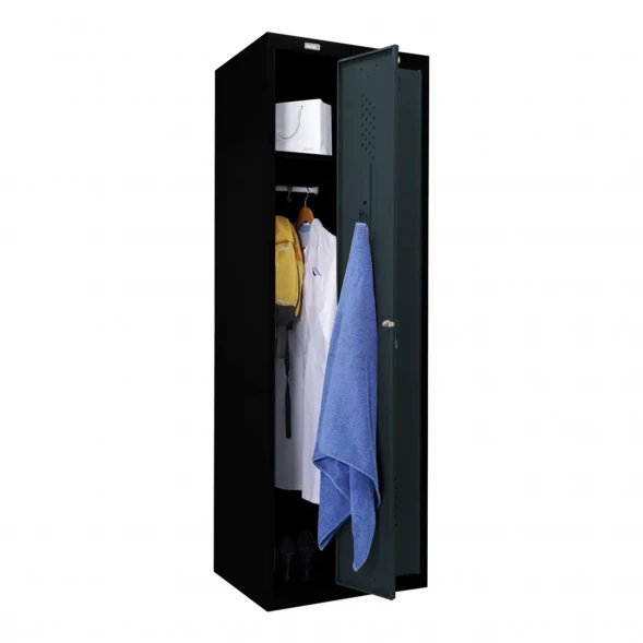 Шкаф металлический гардеробный черный с графитом