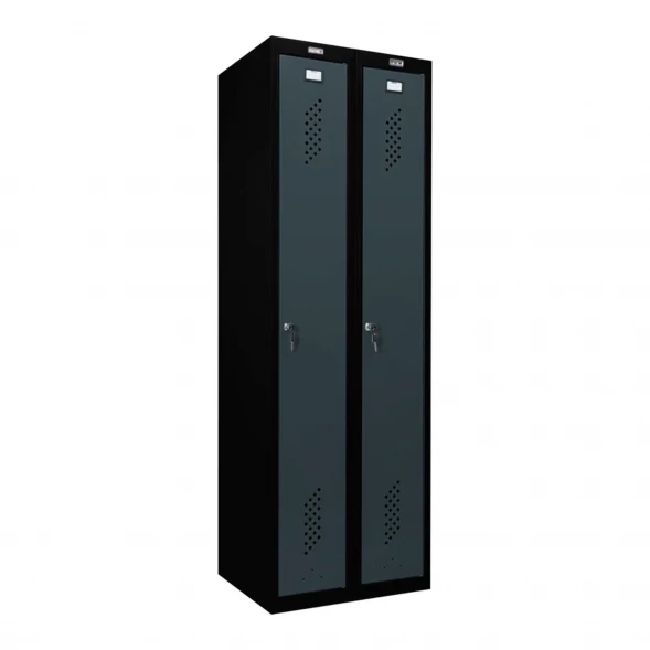 Шкаф металлический гардеробный черный с графитом