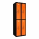 Шкаф металлический четырехдверный черный с оранжевым