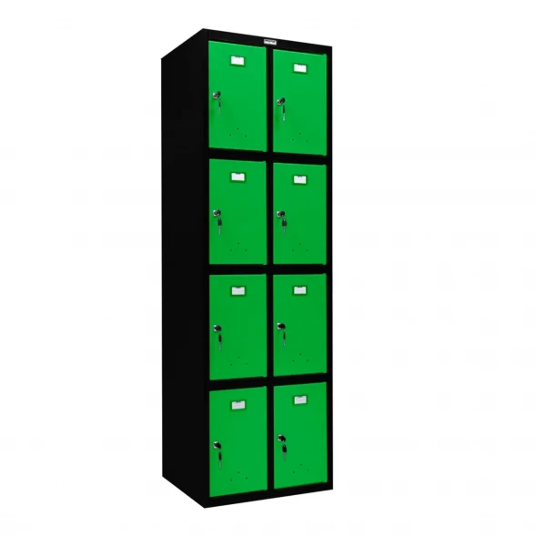 Шкаф металлический для личных вещей черный с зеленым