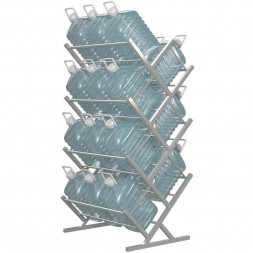 Двусторонний стеллаж для воды Стилс-21 на 21 бутылей 5/6 л, металлик