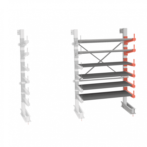 Стеллаж консольный СТ-062 2450х1660х830 6 ярусов +ОН односторонний, доп. секция
