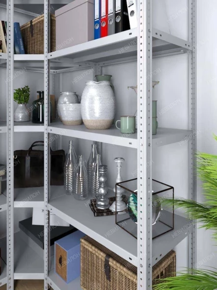 Стеллаж угловой МС 2000х1300х1300/400 мм 6 ярусов