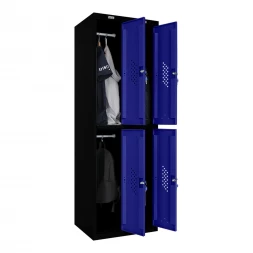 Шкаф металлический четырехдверный черный с синим