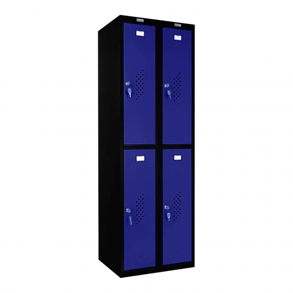 Шкаф металлический четырехдверный черный с синим