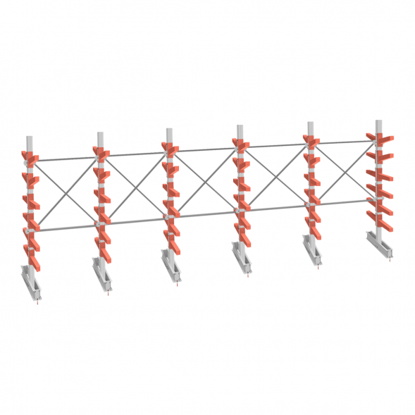 Стеллаж консольный СТ-062 2450х7660х1400 6 ярусов двухсторонний