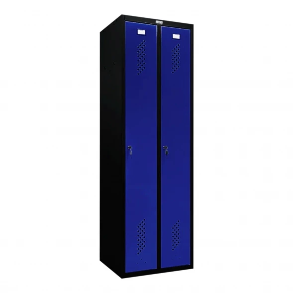 Шкаф металлический двухдверный черный с синим