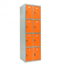 Шкаф металлический для личных вещей серый с оранжевым