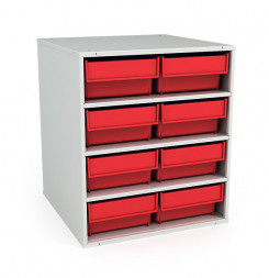 Кассета ДиКом К-01/1 8 ящиков Б 400х185х100 мм красные
