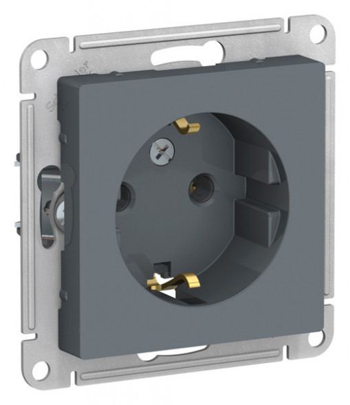 Розетка ATLASDESIGN с заземлением 16А механизм грифель ATN000743