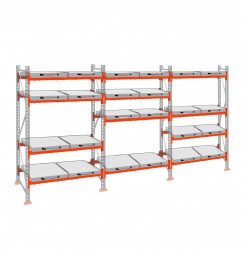 Стеллаж с выкатными платформами ДиКом 2500х5400х1000 на 4 яруса П-90