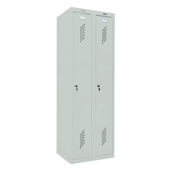 Шкаф металлический для рабочей спецодежды светло-серый