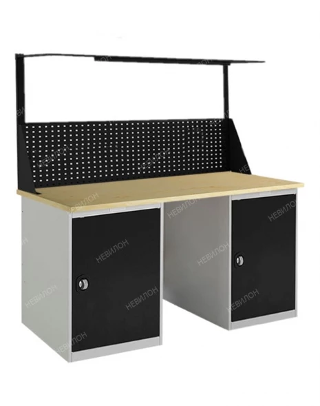 Верстак с полками и освещением производственный W 160.PТ1.Т1.011