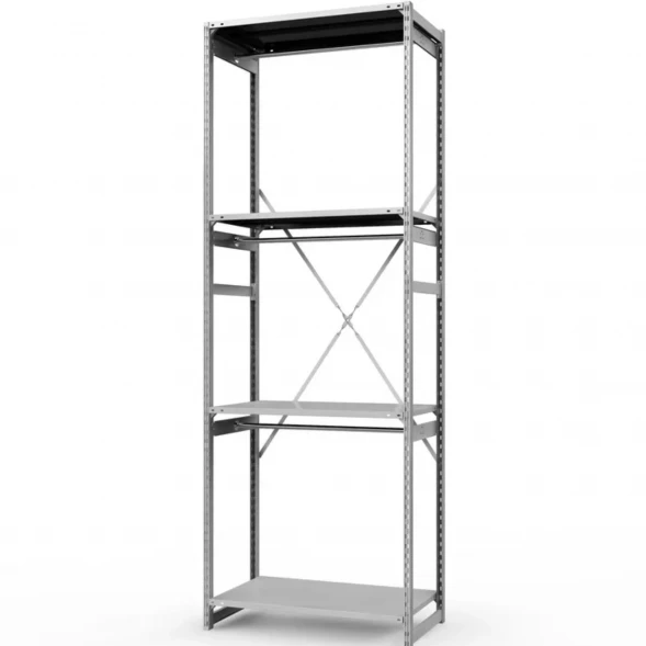 Стеллаж металлический ГТС Универсал, 3000x1000x500 мм.Штанги: 3шт. Полки: метал. 4 шт. (ТСУ 30100540ш3)