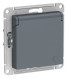Розетка ATLASDESIGN с заземлением со шторками с крышкой 16А IP20 механизм грифель ATN000746
