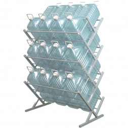 Двусторонний стеллаж для воды Стилс-28 на 28 бутылей 5/6 л, металлик