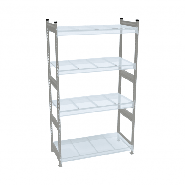 Стеллаж СТ-023 1800х1200х300 с 4 ярусами (рамы и настил - окрас)