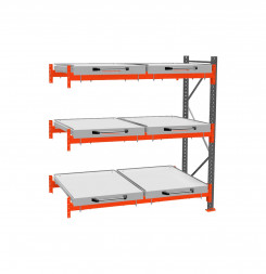 Стеллаж с выкатными платформами ДиКом 3000х1800х1000 на 3 яруса доп. секция П-90