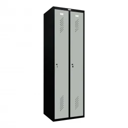 Шкаф металлический двухдверный черный с серым
