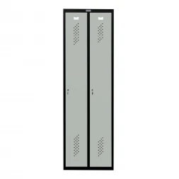 Шкаф металлический двухдверный черный с серым