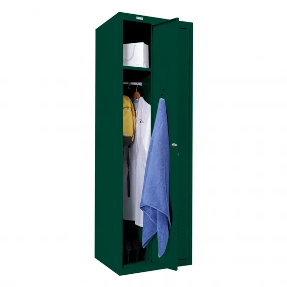 Шкаф металлический для рабочей спецодежды темно-зеленый