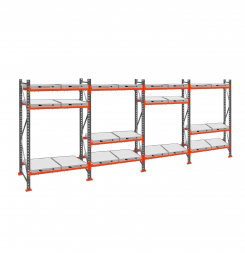 Стеллаж с выкатными платформами ДиКом 3000х7200х1000 на 3 яруса П-90