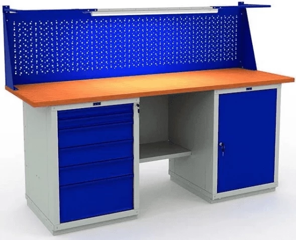 Верстак с полками и освещением модульный W200.WS6/WS1.011