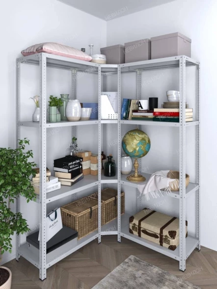 Стеллаж угловой МС 1500х1300х1300/400 мм 4 яруса