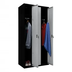 Шкаф металлический трехдверный черный с сигнальным серым