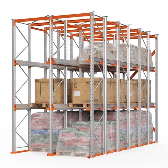 Стеллаж набивной паллетный 4500х3060х6000 мм 2 линии, 2 яруса