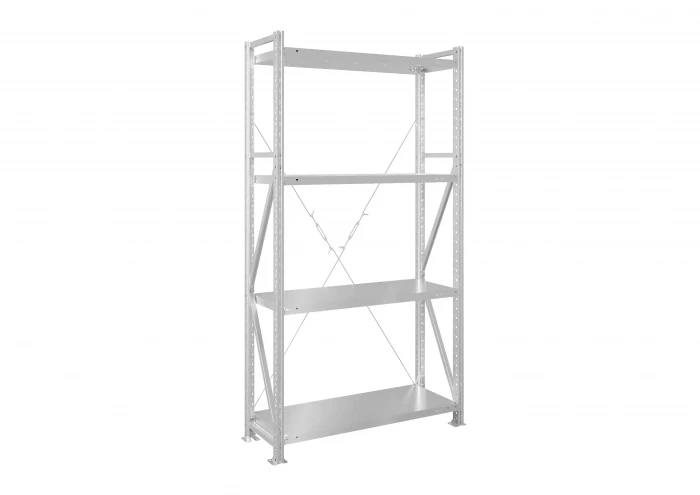 Стеллаж металлический MS U 2500х1200х600 4 полки сплошные до 180 кг