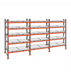 Стеллаж с выкатными платформами ДиКом 3000х5400х1000 на 5 ярусов П-90