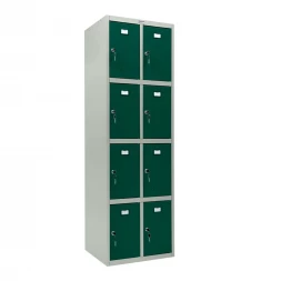 Шкаф металлический для личных вещей серый с темно-зеленым