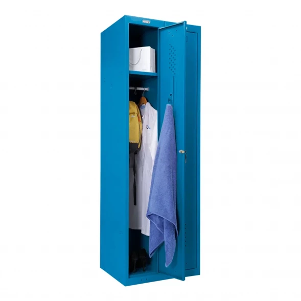 Шкаф металлический для одежды голубой