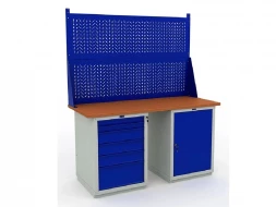 Верстак с полками и двумя экранами и ящиками W160.WS1/WS6.020