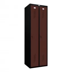 Шкаф металлический двухдверный черный с коричневым