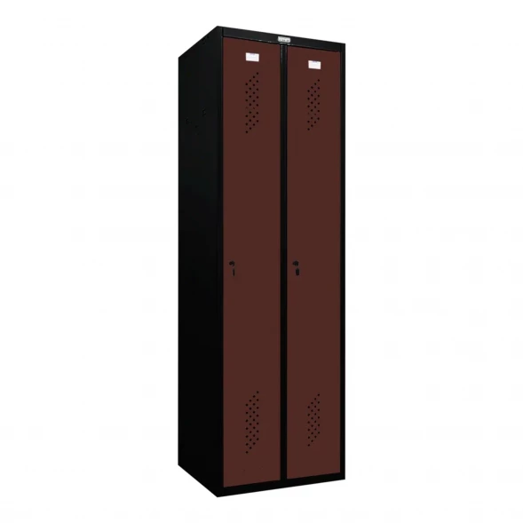 Шкаф металлический двухдверный черный с коричневым