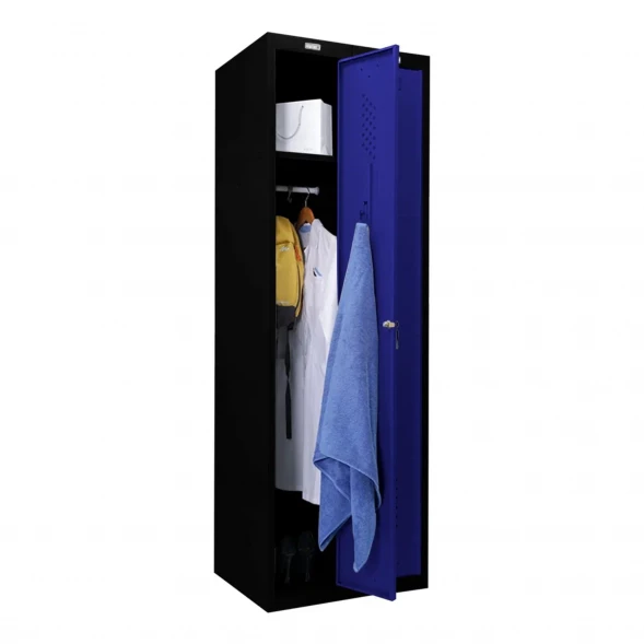 Шкаф металлический гардеробный черный с синим