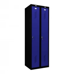 Шкаф металлический гардеробный черный с синим