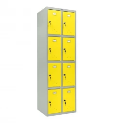 Шкаф металлический для личных вещей серый с желтым