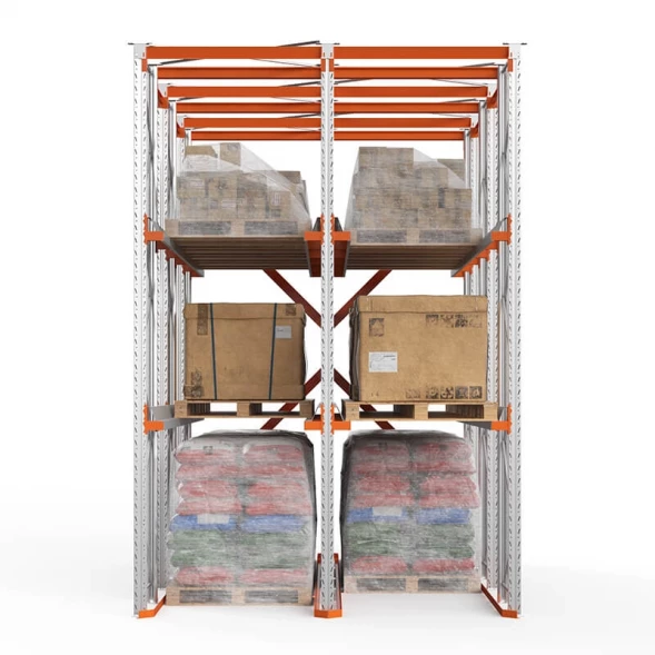 Стеллаж набивной паллетный 4500х3060х5000 мм 2 линии, 2 яруса