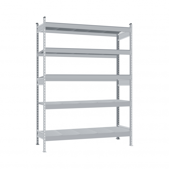 Стеллаж СТ-023 2500х1200х300 с 5 ярусами (рамы и настил - цинк)